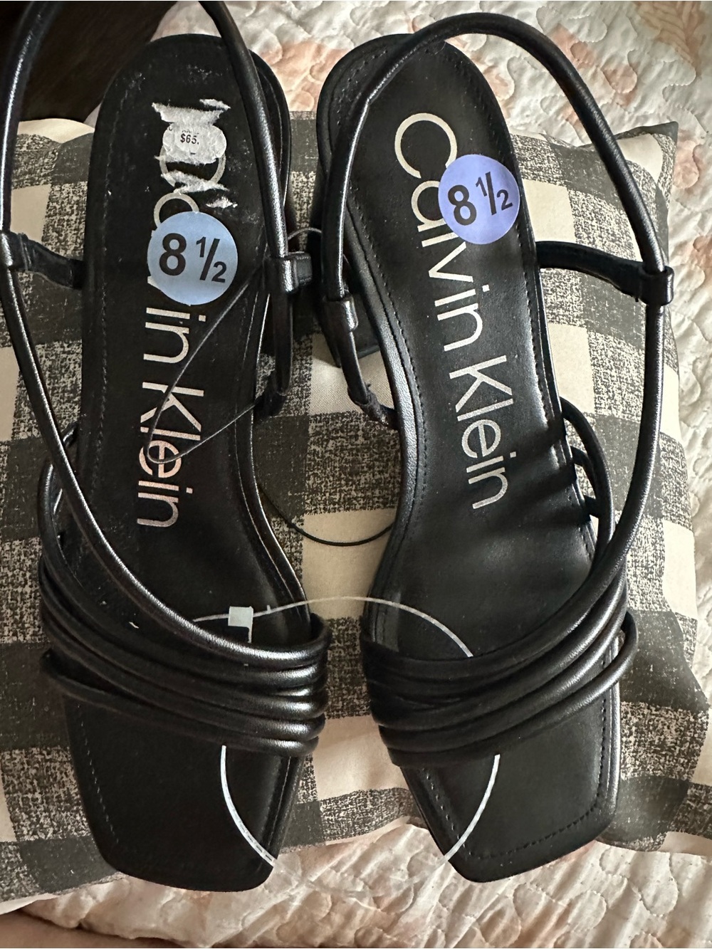 Calvin Klein Black Multi-Strap Square-Toe Sandals